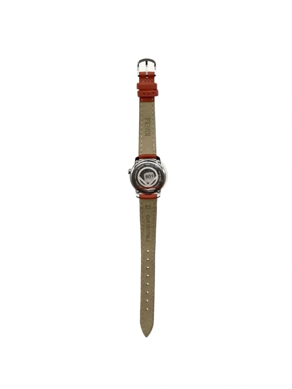 Fendi Watch Run Away 28mm Steel Case White Dial Red Band FOW545 New